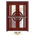 Entrance double glass door wood